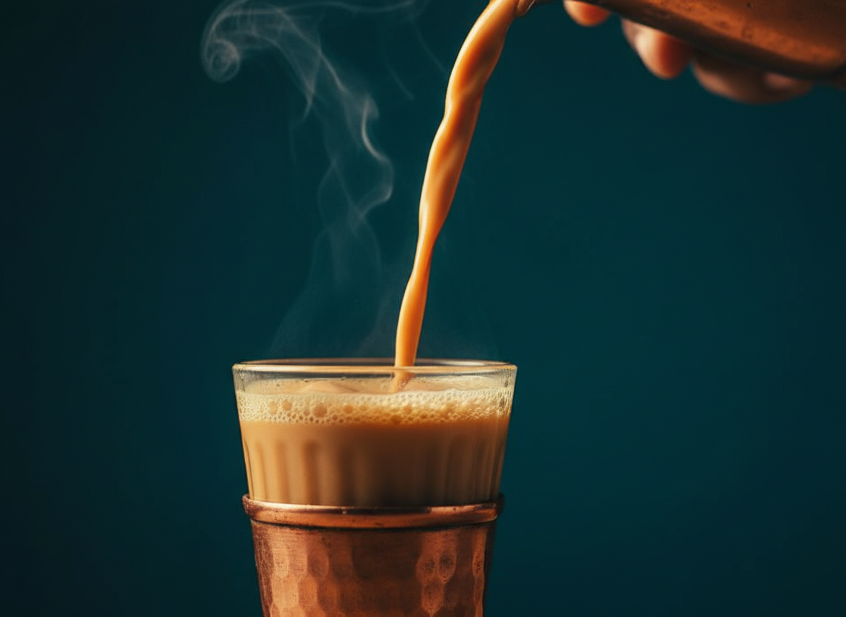 Traditional chai being poured